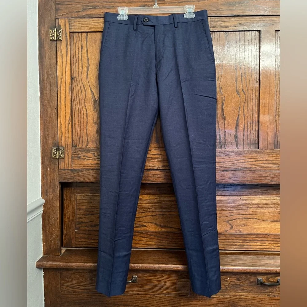 NEW Banana Republic Signature Italian Wool Nailhead Suit Pant in Navy, 30R - Picture 3 of 11